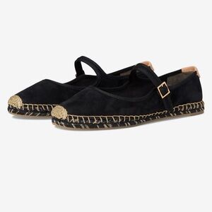 Tory Burch Black and Tan Espadrille Flats